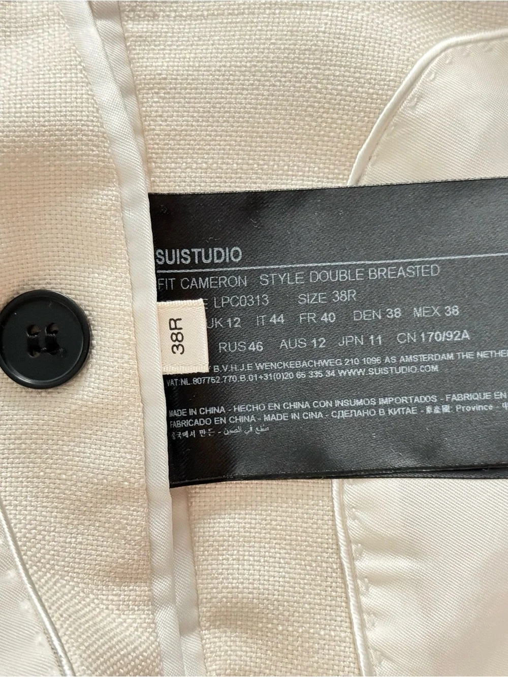 SUISTUDIO‎ Cameron Double Breasted Off White Silk Cotton Blazer Jacket Luxury 6